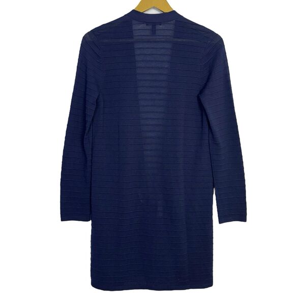 Eileen Fisher Womens Cardigan XXS Blue Open Front Rib Knit Long Line Oversized - Picture 2 of 5